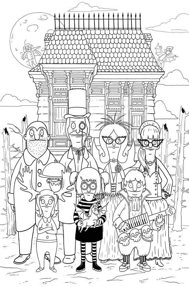 Dibujo de La Familia de Bob Con Disfraces para Colorear y Imprimir