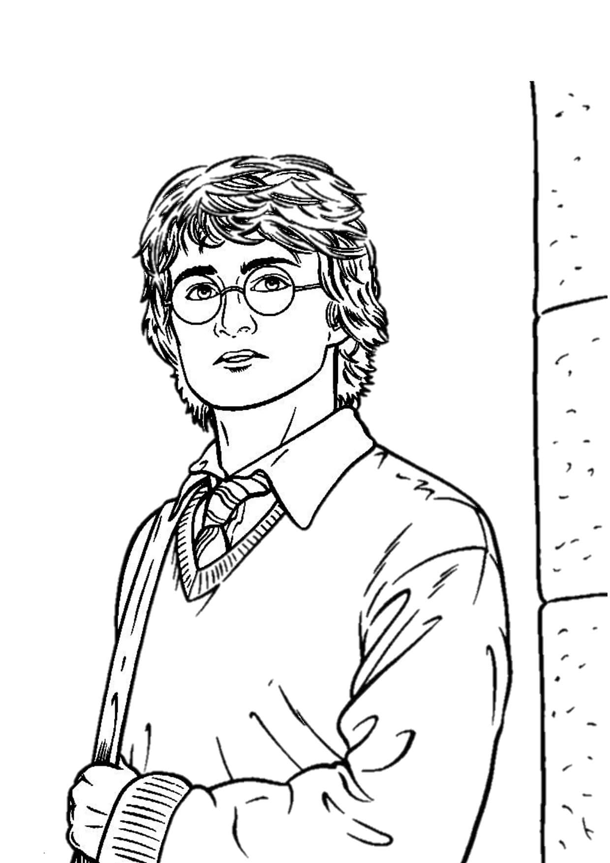 Dibujo de Guapo Harry Potter para Colorear y Imprimir
