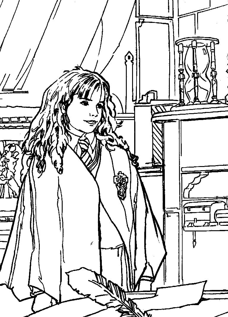 Dibujo de Hermione Granger Básica para Colorear y Imprimir