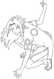 Dibujo de Sakura Con Kunai para Colorear y Imprimir