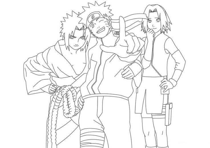Dibujo de Sakura Con Siete Equipos para Colorear y Imprimir