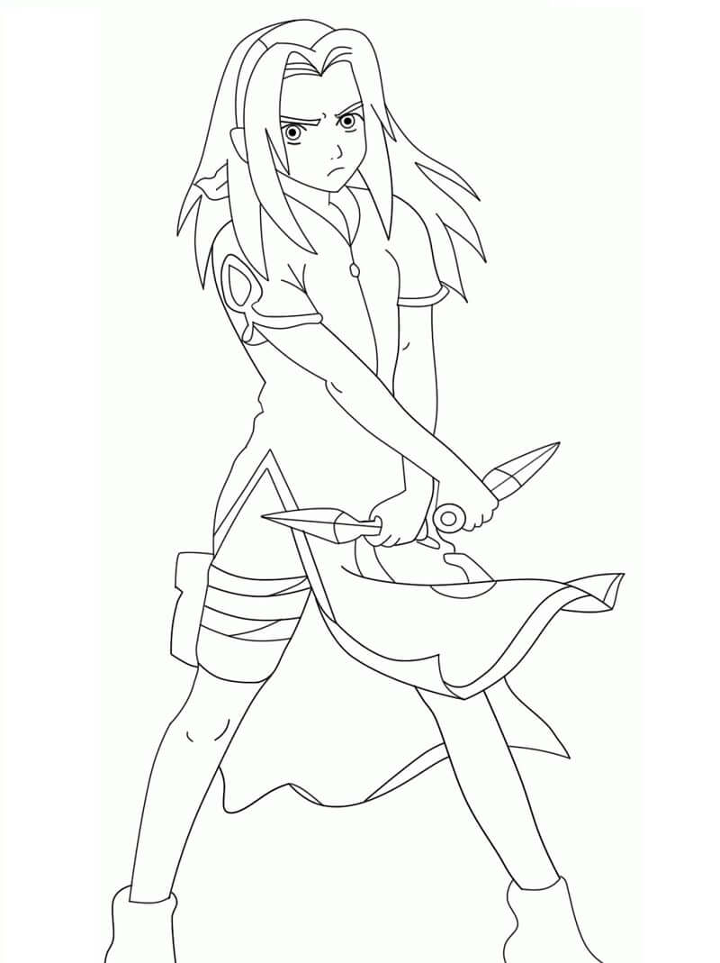 Dibujo de Sakura Enojada para Colorear y Imprimir
