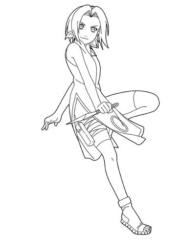 Dibujo de Sakura Sonriendo para Colorear y Imprimir