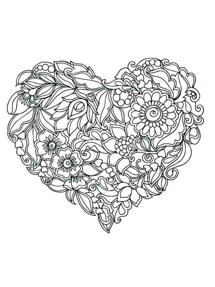 Dibujo de Adorable Corazón Mándala para Colorear y Imprimir
