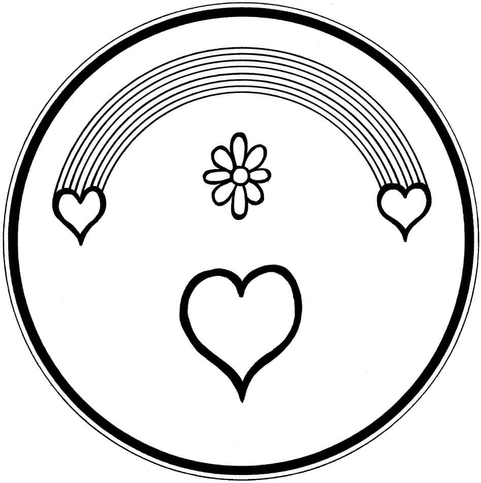 Dibujo de Dibujo Corazón Mándala para Colorear y Imprimir