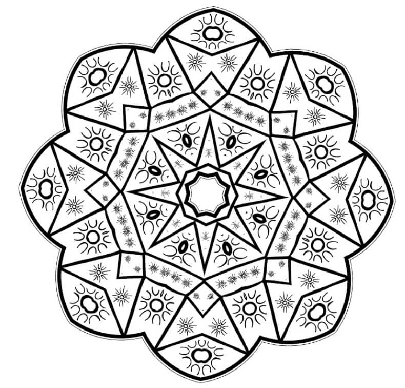Dibujo de Idea Libre Del Mándala Del Corazón para Colorear y Imprimir