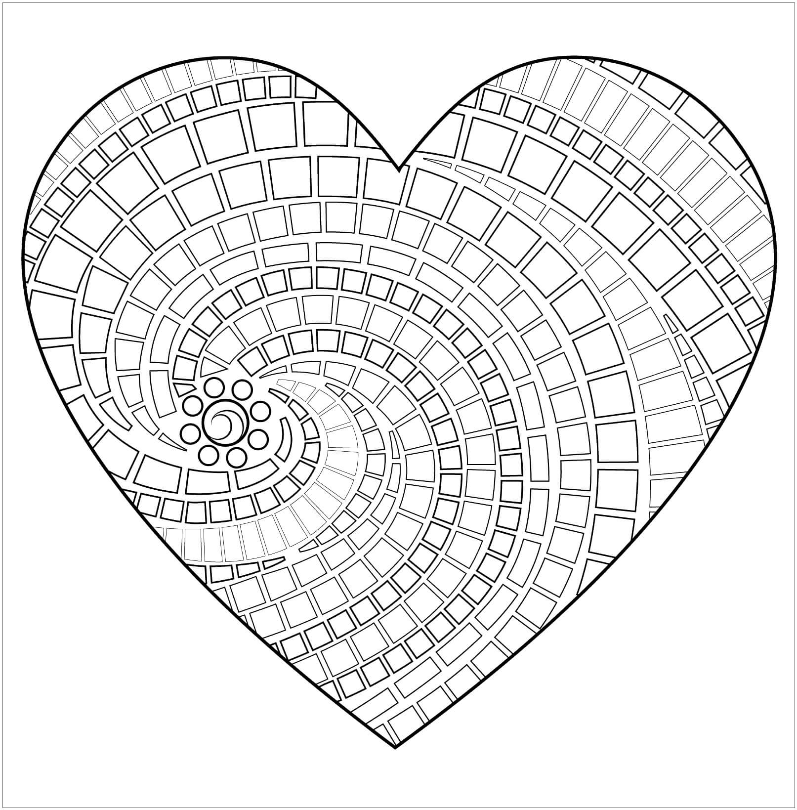 Dibujo de Impresionante Mándala de Corazón para Colorear y Imprimir