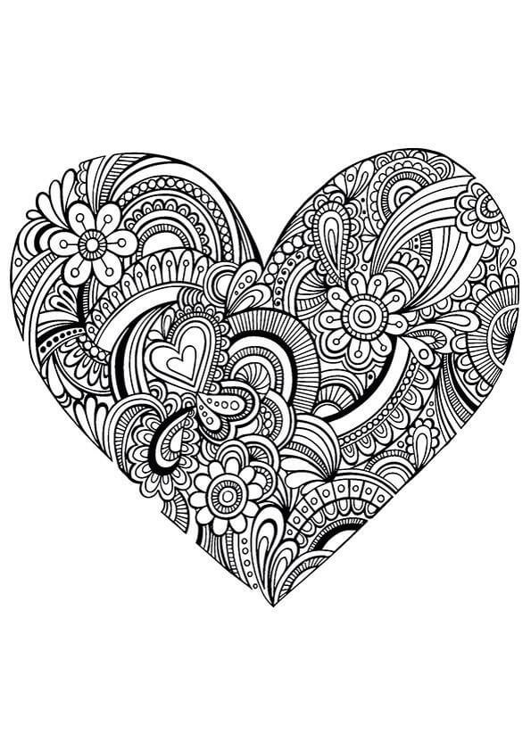 Dibujo de Mándala Básica de Corazón para Colorear y Imprimir