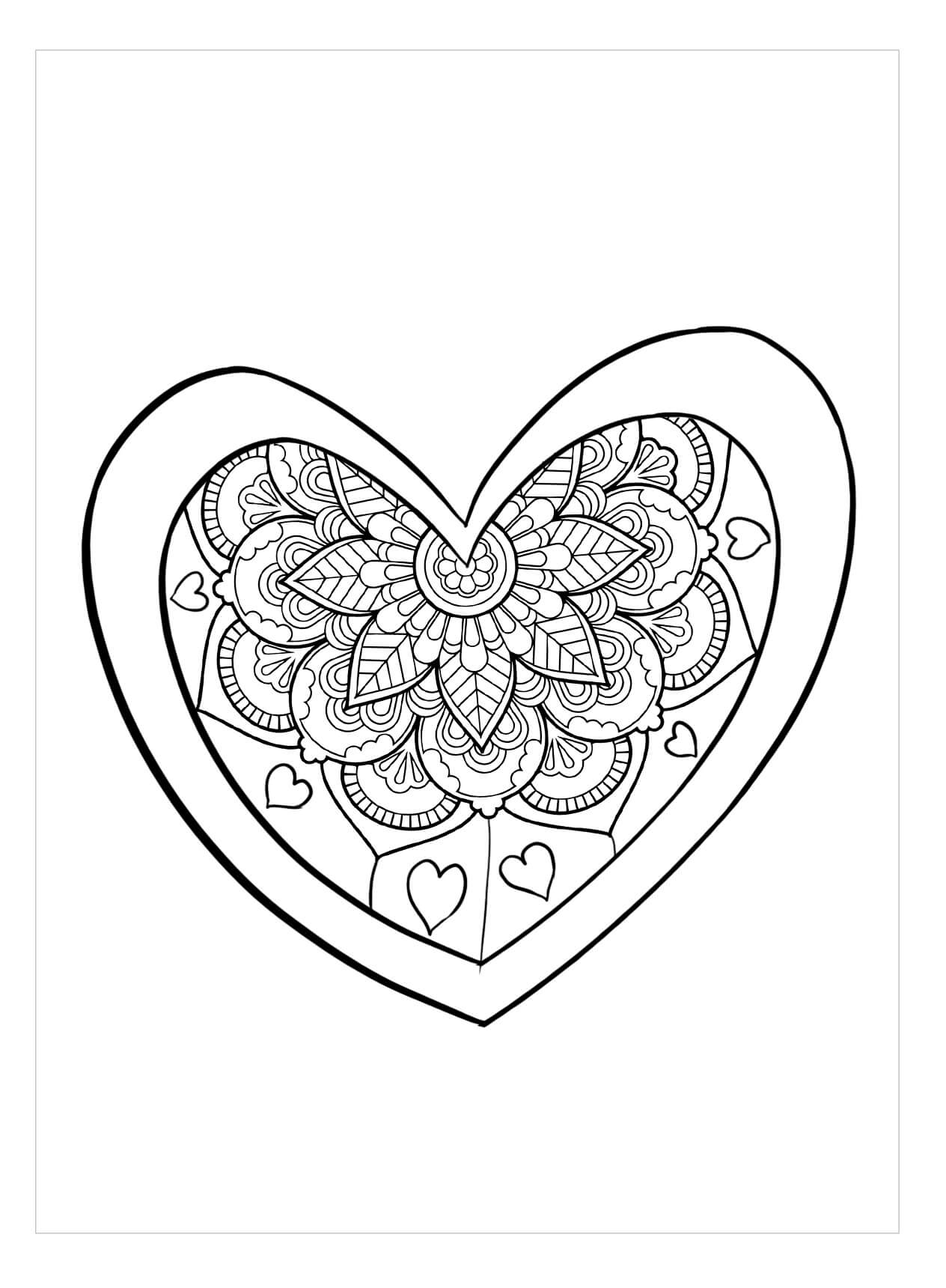 Dibujo de Mándala Buen Corazón para Colorear y Imprimir