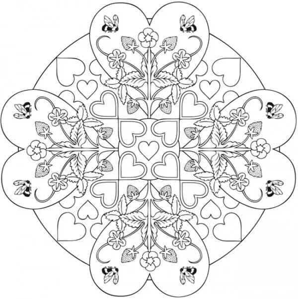 Dibujo de Mándala Corazón Imágenes Gratis para Colorear y Imprimir