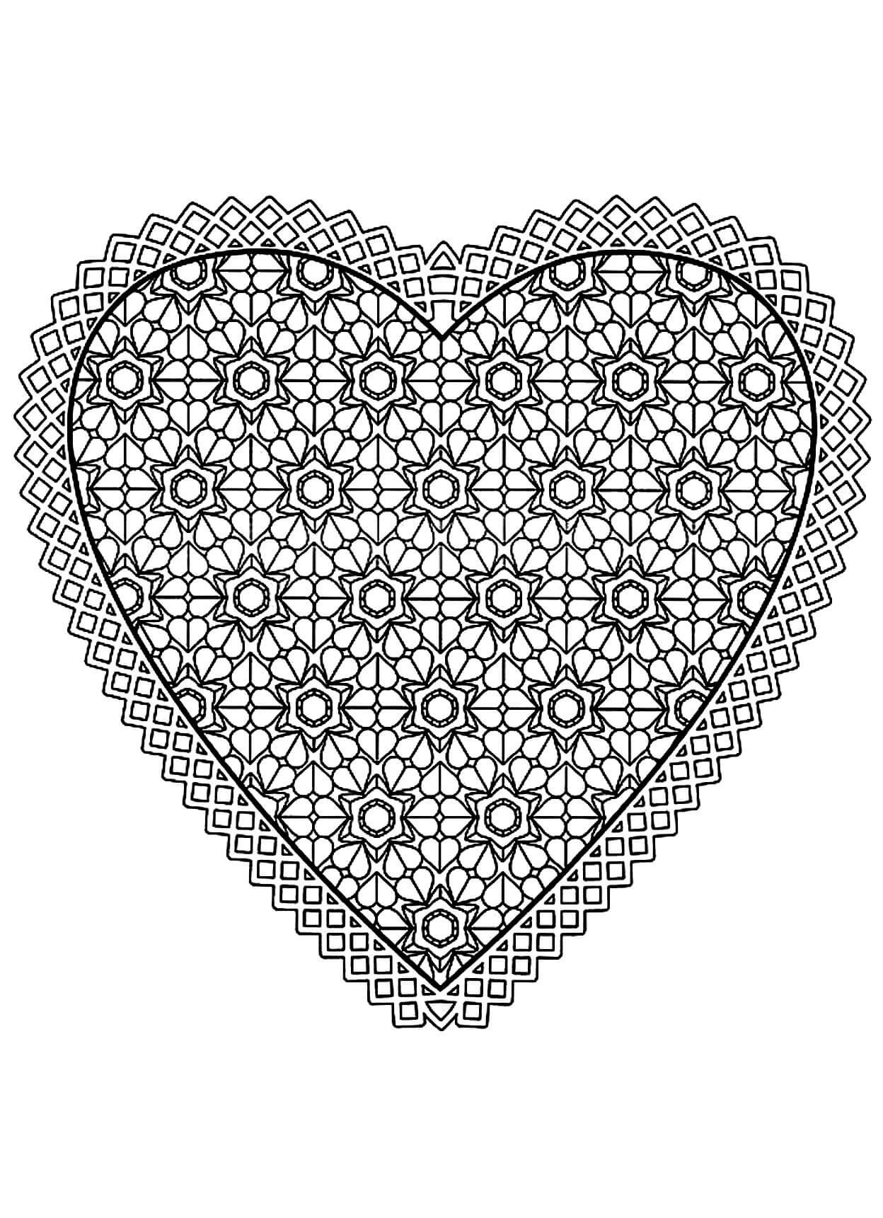 Dibujo de Mándala de Corazón Perfecto para Colorear y Imprimir