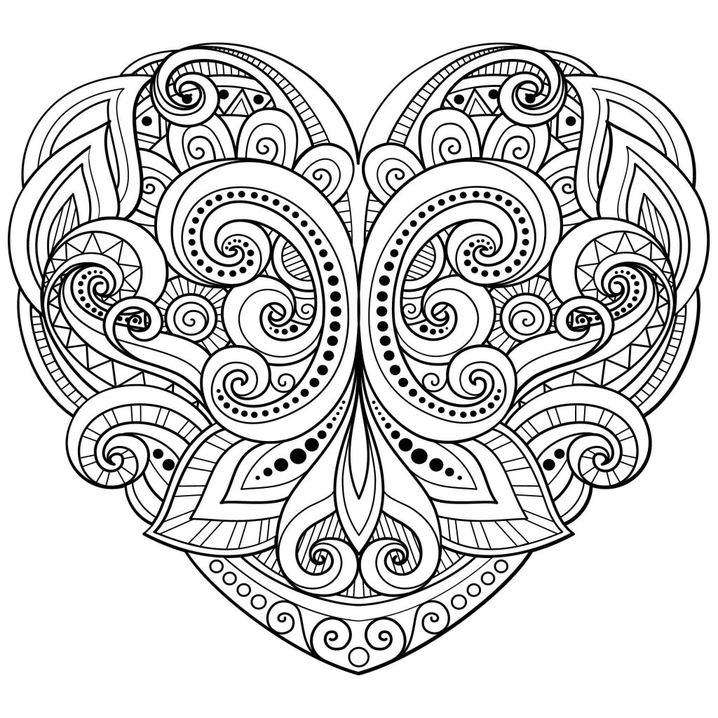 Dibujo de Mándala Del Gran Corazón para Colorear y Imprimir