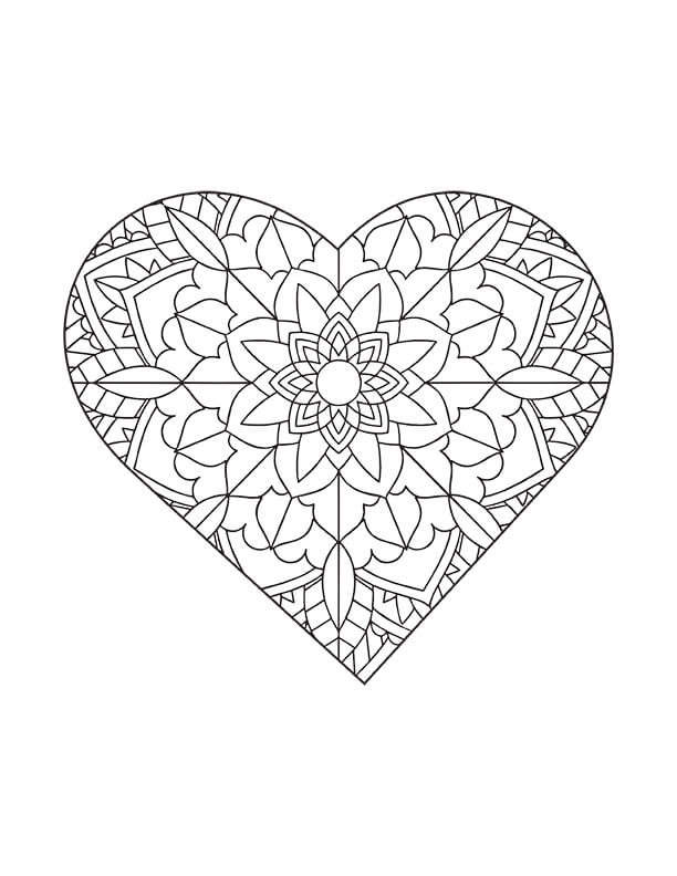 Heart Mandala para Colorear