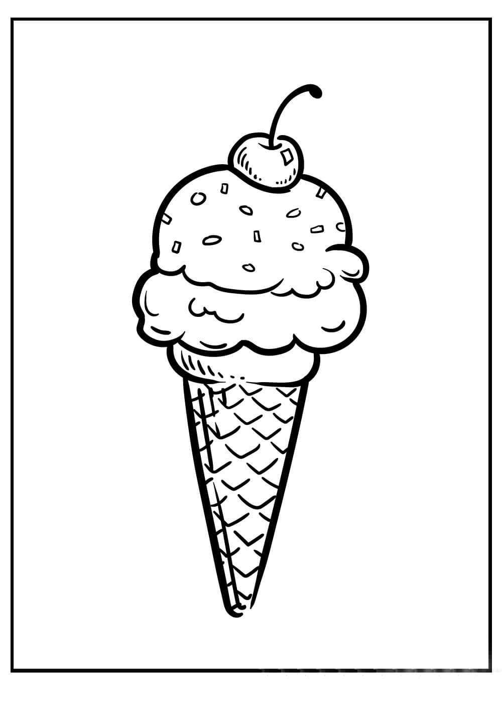 dibujo cereza con helado para colorear