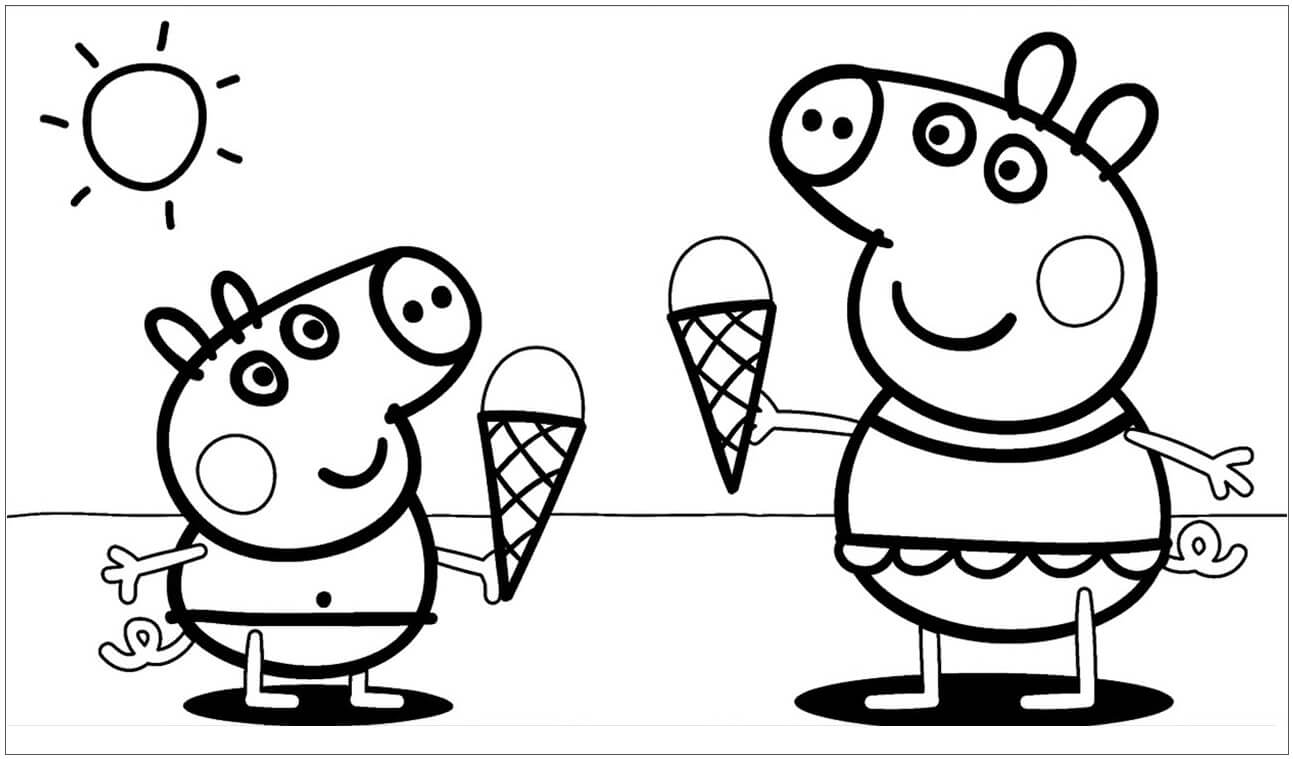 dibujo cono de helado y piruleta rosa para colorear