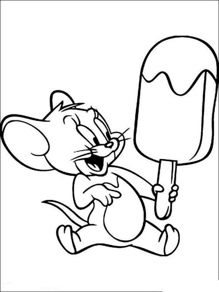 dibujo feliz jerry tenencia helado para colorear