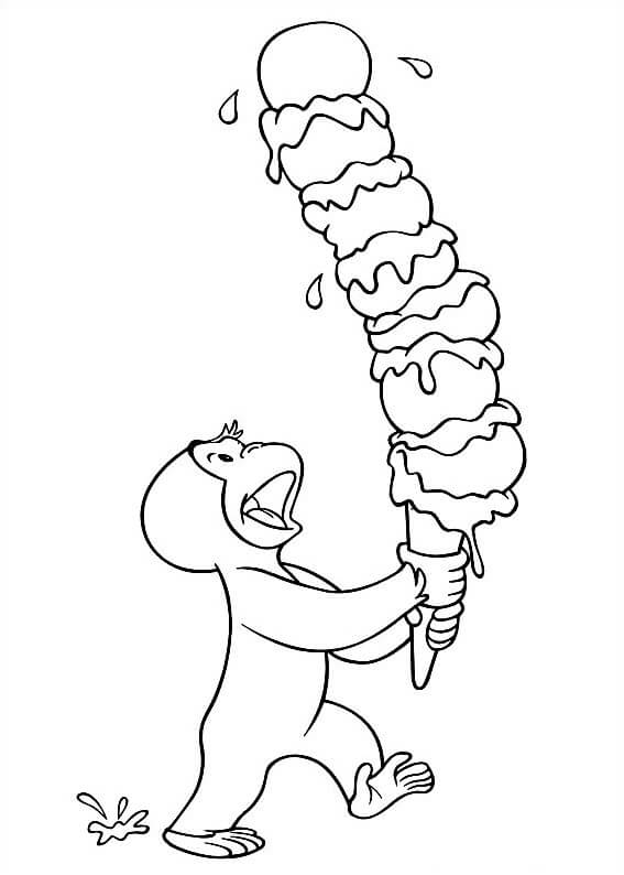 dibujo george sosteniendo un gran helado para colorear