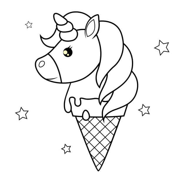 dibujo helado de unicornio para colorear