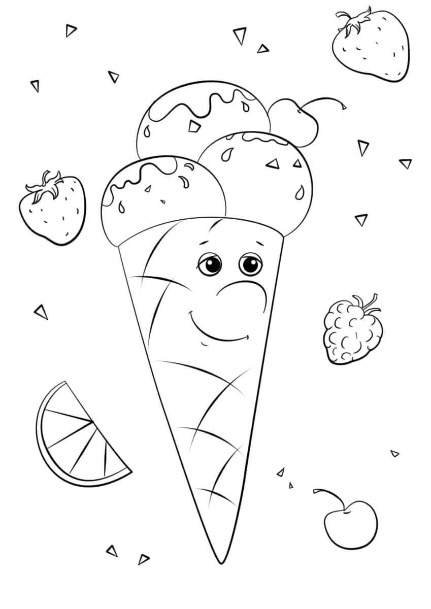 dibujo helado sonriendo para colorear