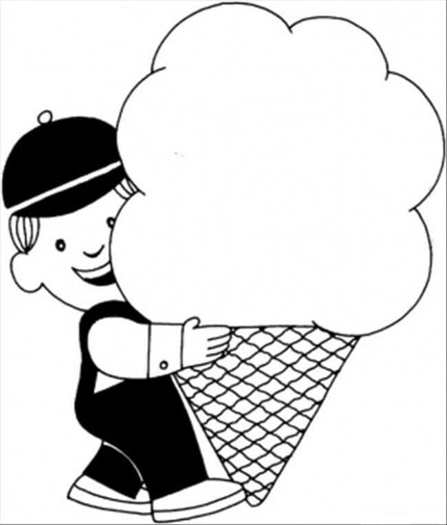 dibujo nino pequeno tenencia grande helado para colorear