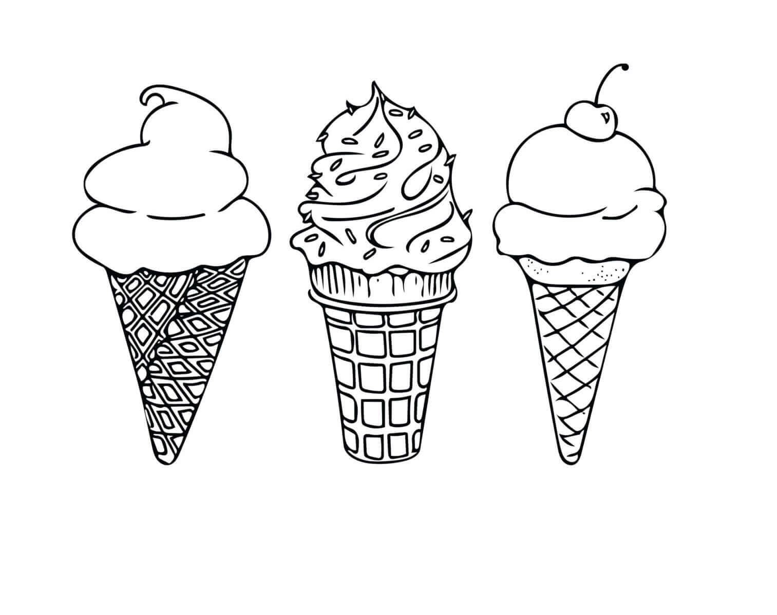 dibujo tres helados para colorear