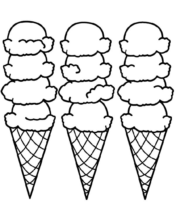 dibujo tres tipos de crema larga para colorear