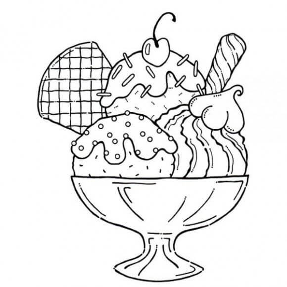 dibujo vaso de helado para colorear