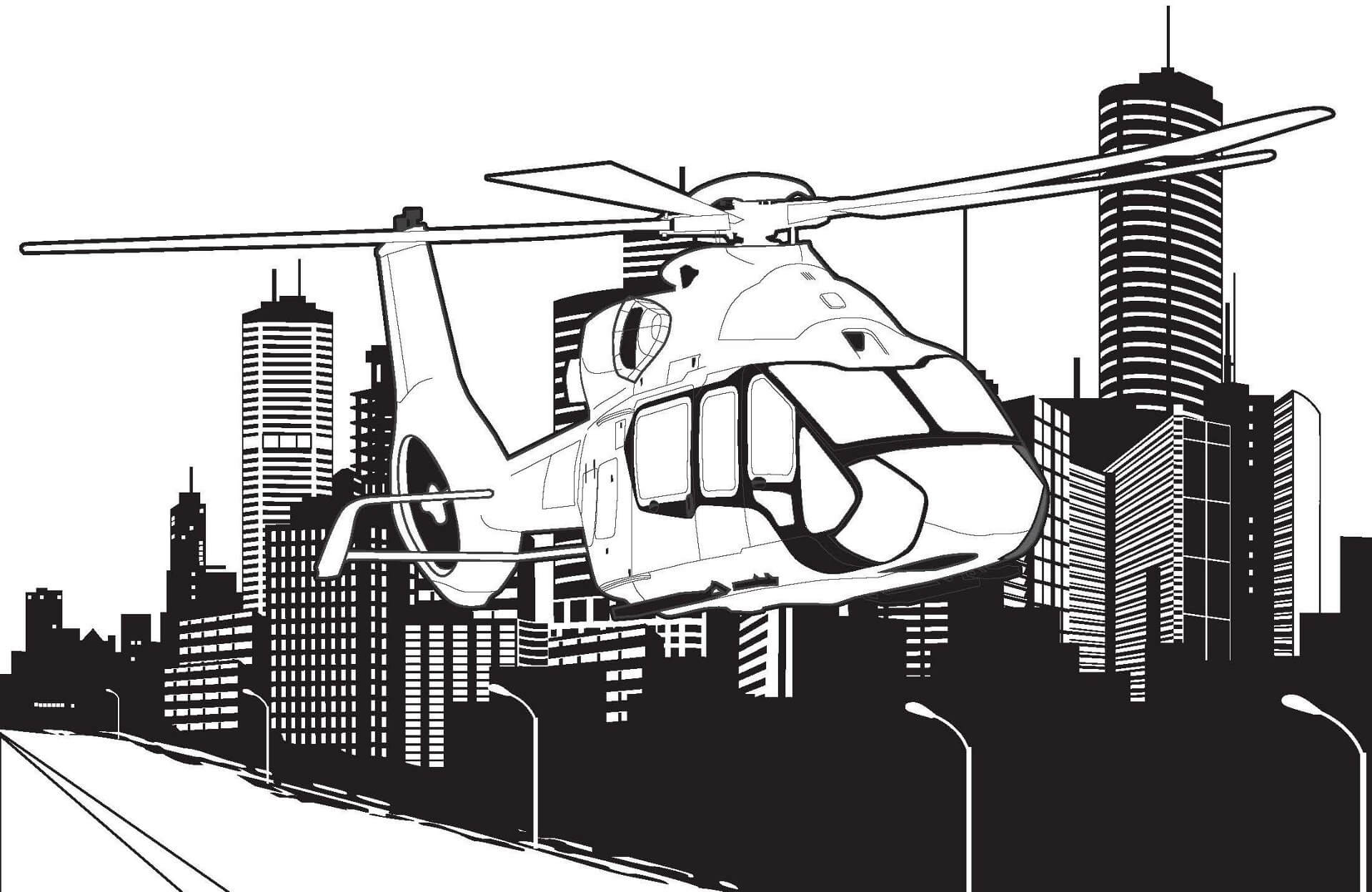 dibujo helicoptero con latidos del corazon para imprimir y colorear