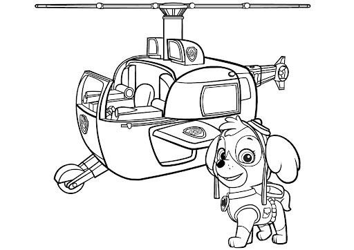 dibujo oso en helicoptero para imprimir y colorear