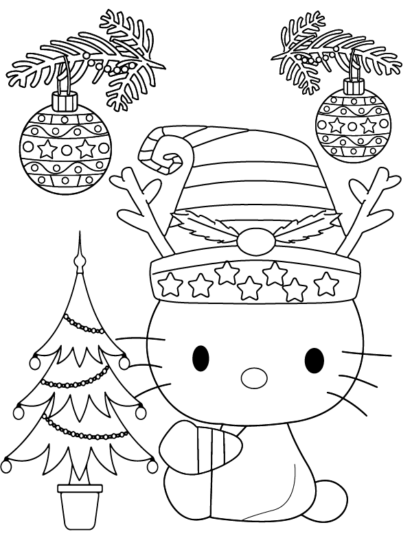 Hello Kitty Navideñas para Colorear