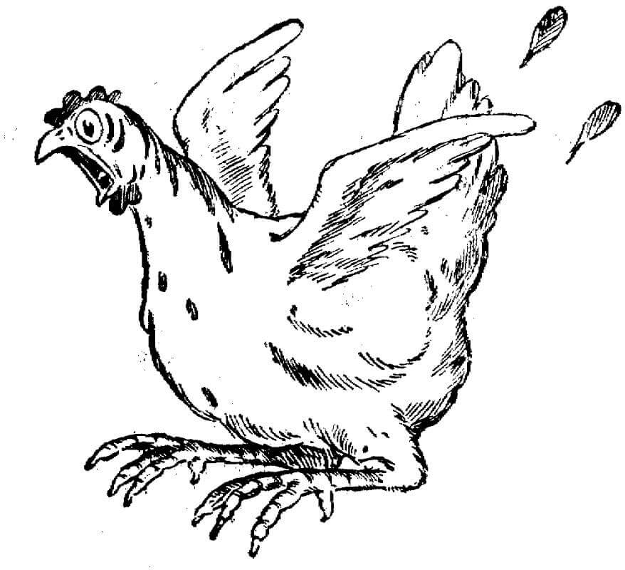 Dibujo de Gallina Asustada para Colorear y Imprimir