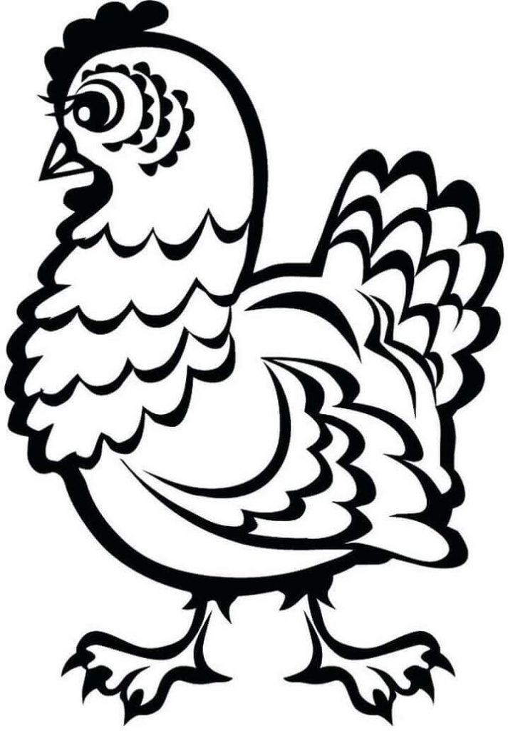 Dibujo de Gallina Bonita para Colorear y Imprimir