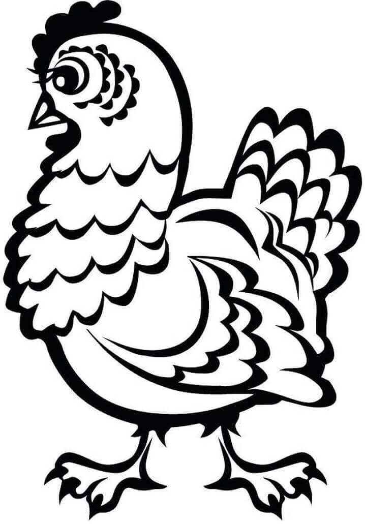 Dibujo de Gallina Bonita para Colorear y Imprimir