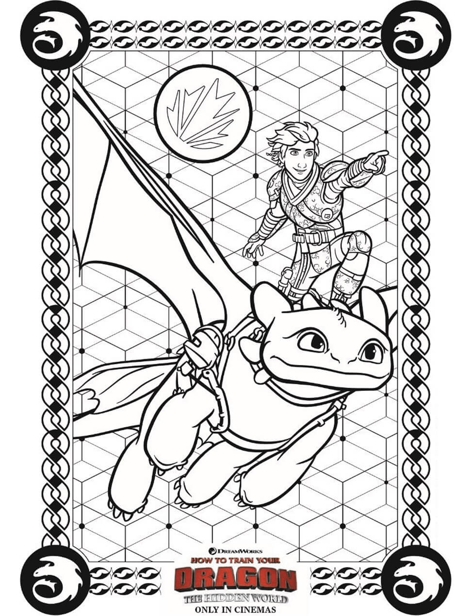 Dibujo de Hipo En Toothless para Colorear y Imprimir