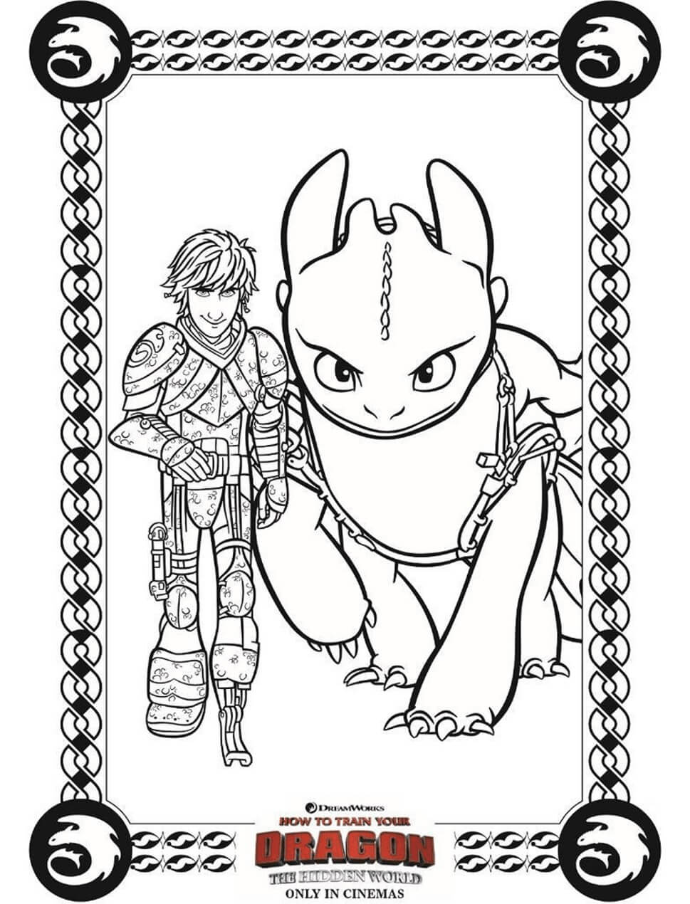 Dibujo de Hipo y Furia Nocturna para Colorear y Imprimir