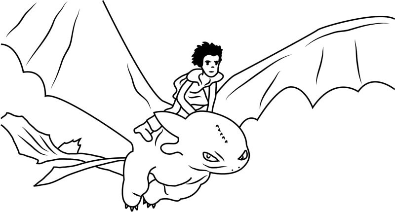 Dibujo de Hipo y Vuelo Desdentado para Colorear y Imprimir