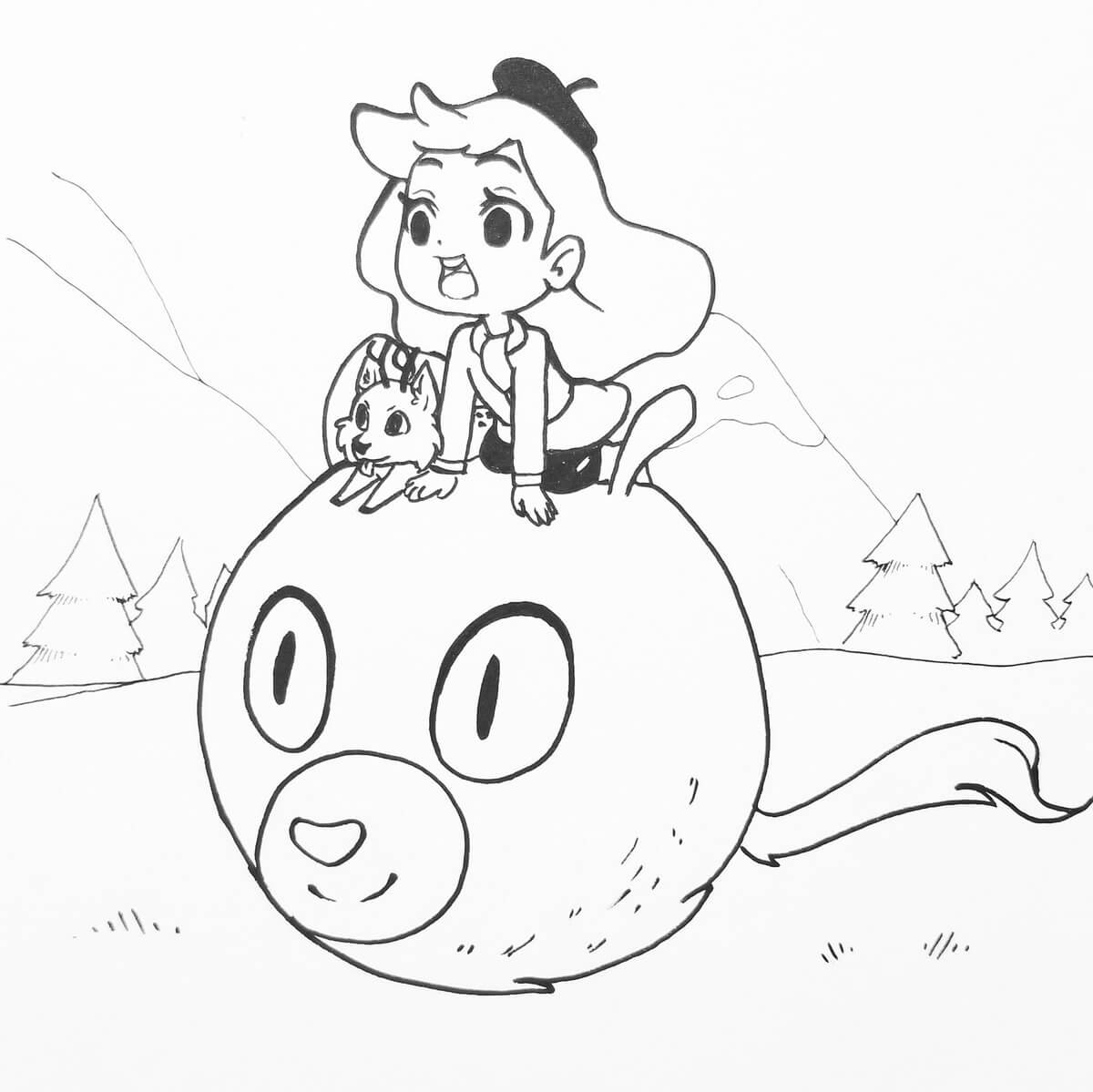 Dibujo de Dibujos Animados de Hilda y Twig para Colorear y Imprimir