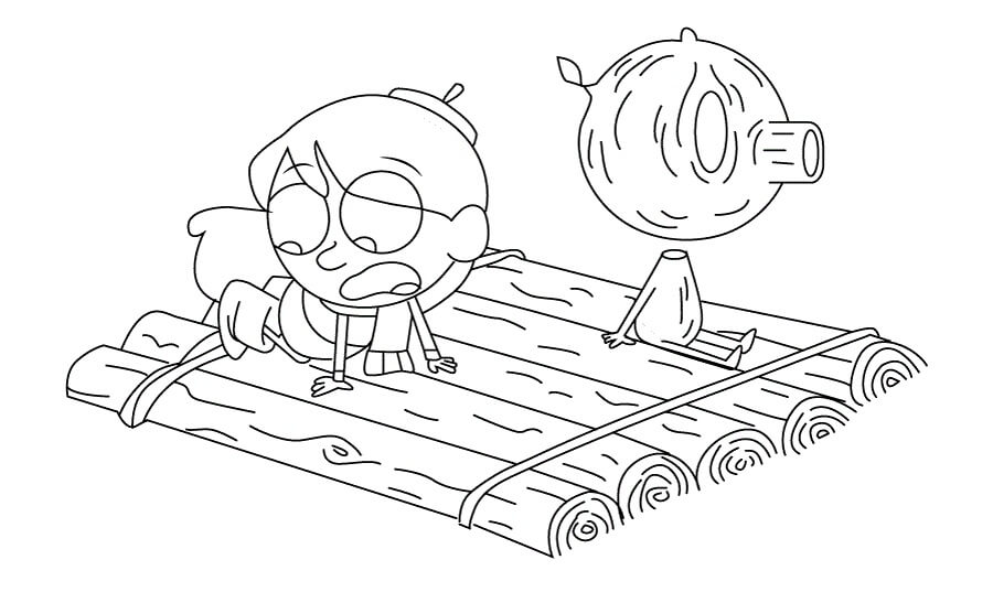 Dibujo de Hilda En La Balsa para Colorear y Imprimir