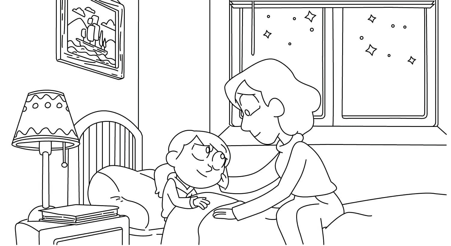 Dibujo de Hilda Ir a La Cama para Colorear y Imprimir