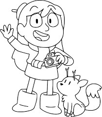 Dibujo de Hilda Sosteniendo La Cámara y La Ramita para Colorear y Imprimir