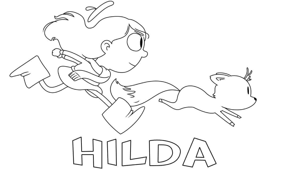 Dibujo de Hilda y Twig Corriendo para Colorear y Imprimir