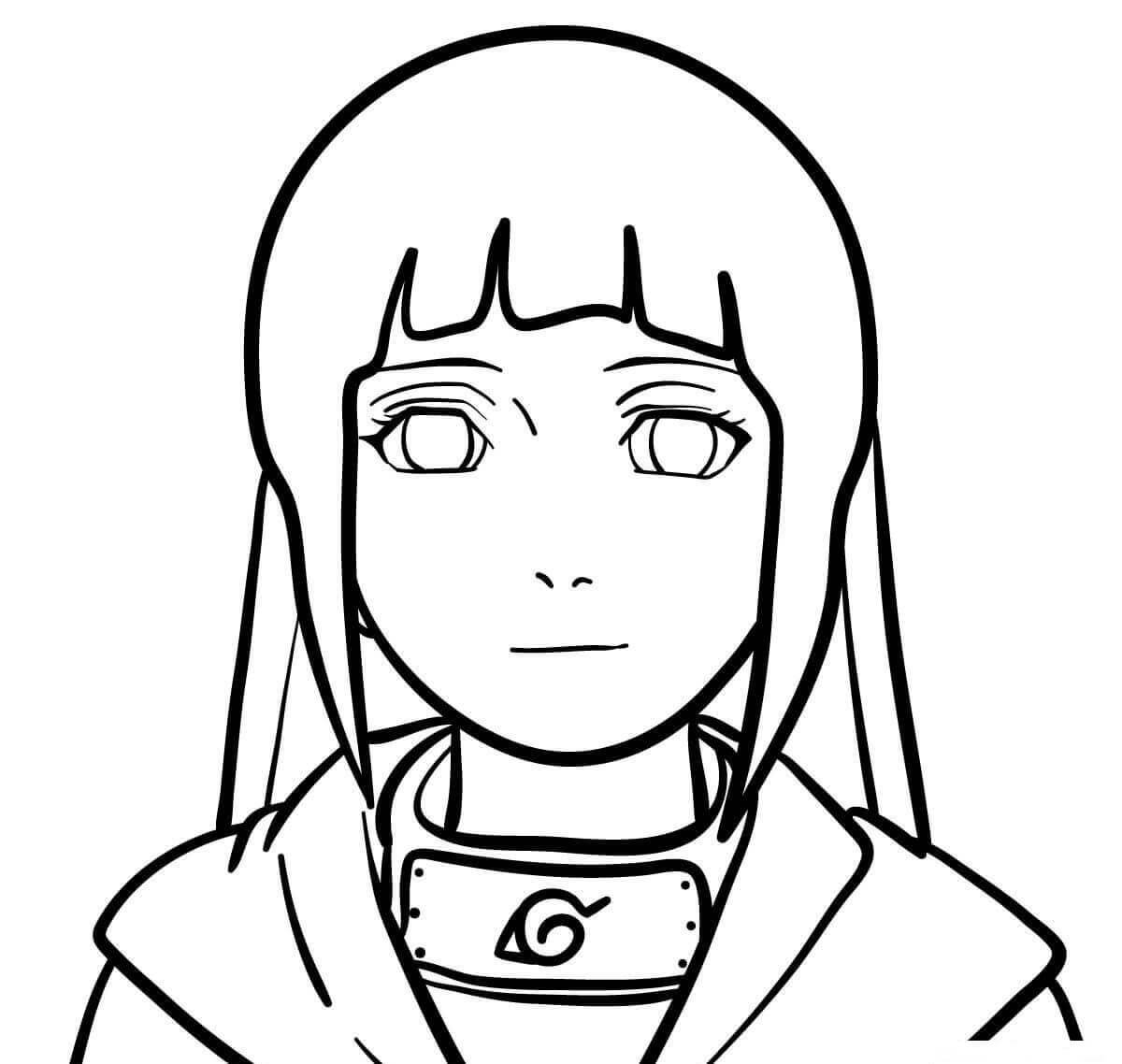 Dibujo de Cara a Hinata para Colorear y Imprimir