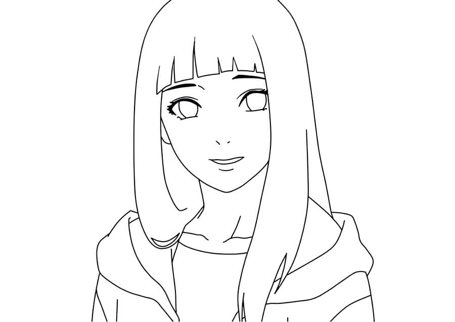 Dibujo de Cara Hinata Sonriendo para Colorear y Imprimir