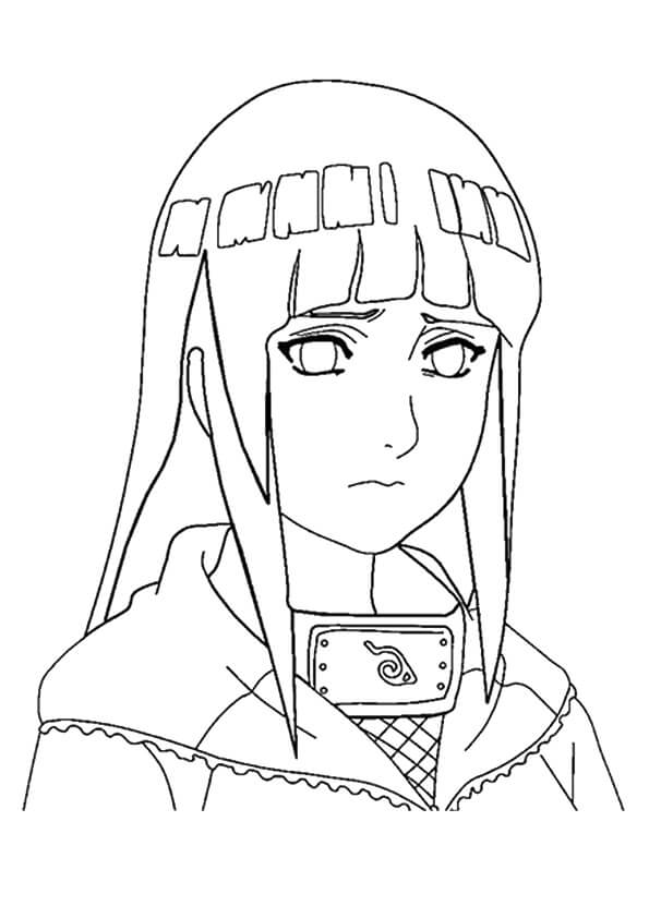 Dibujo de Cara Triste de Hinata para Colorear y Imprimir