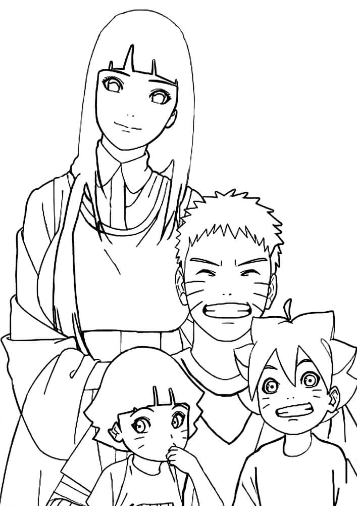 Dibujo de Hinata y Familia para Colorear y Imprimir