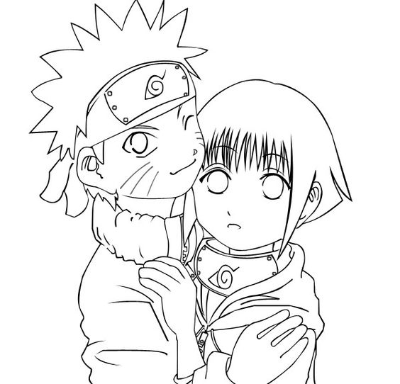 Dibujo de Naruto y Hinata para Colorear y Imprimir