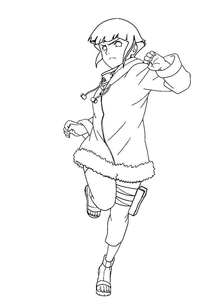 Dibujo de Pelea de Hinata Niña para Colorear y Imprimir