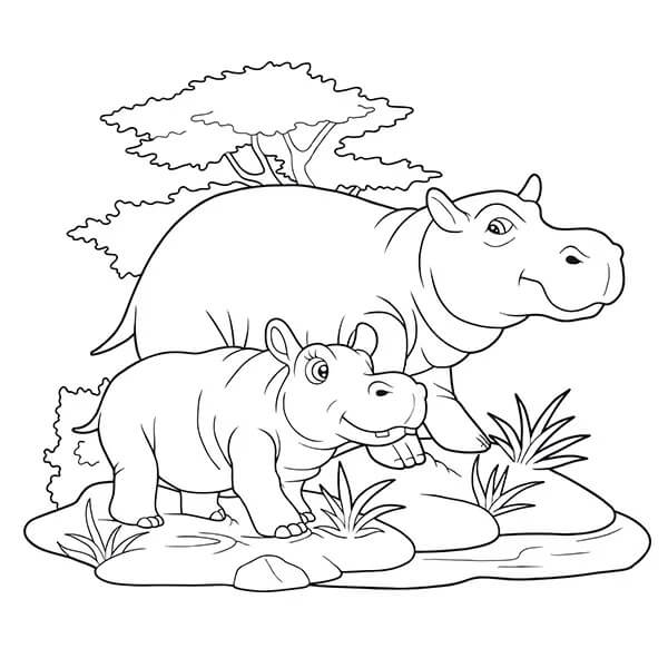 Hipopótamo para Colorear