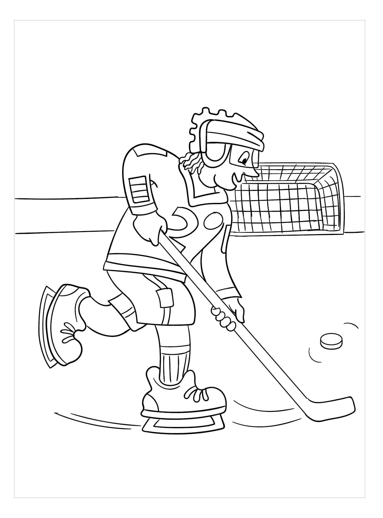 Dibujo de Bonitos Jugadores de Hockey para Colorear y Imprimir