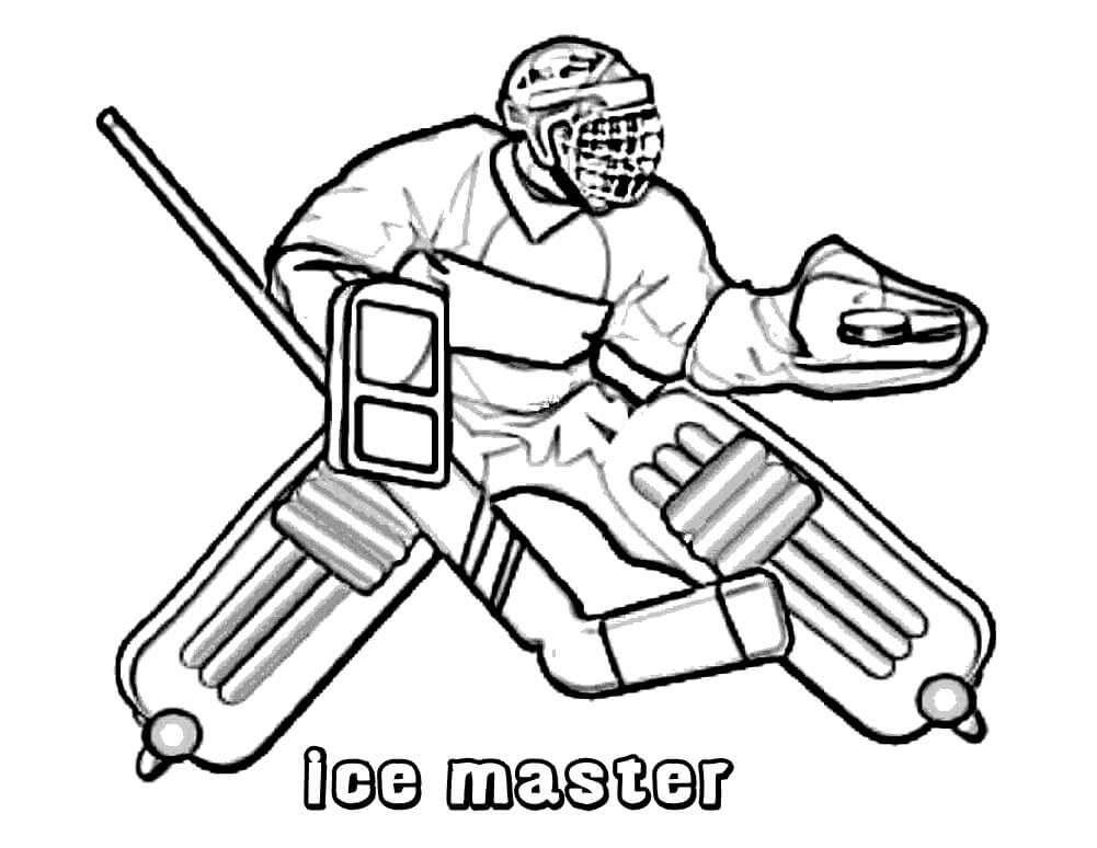 Dibujo de Hockey sobre Hielo Maestro para Colorear y Imprimir